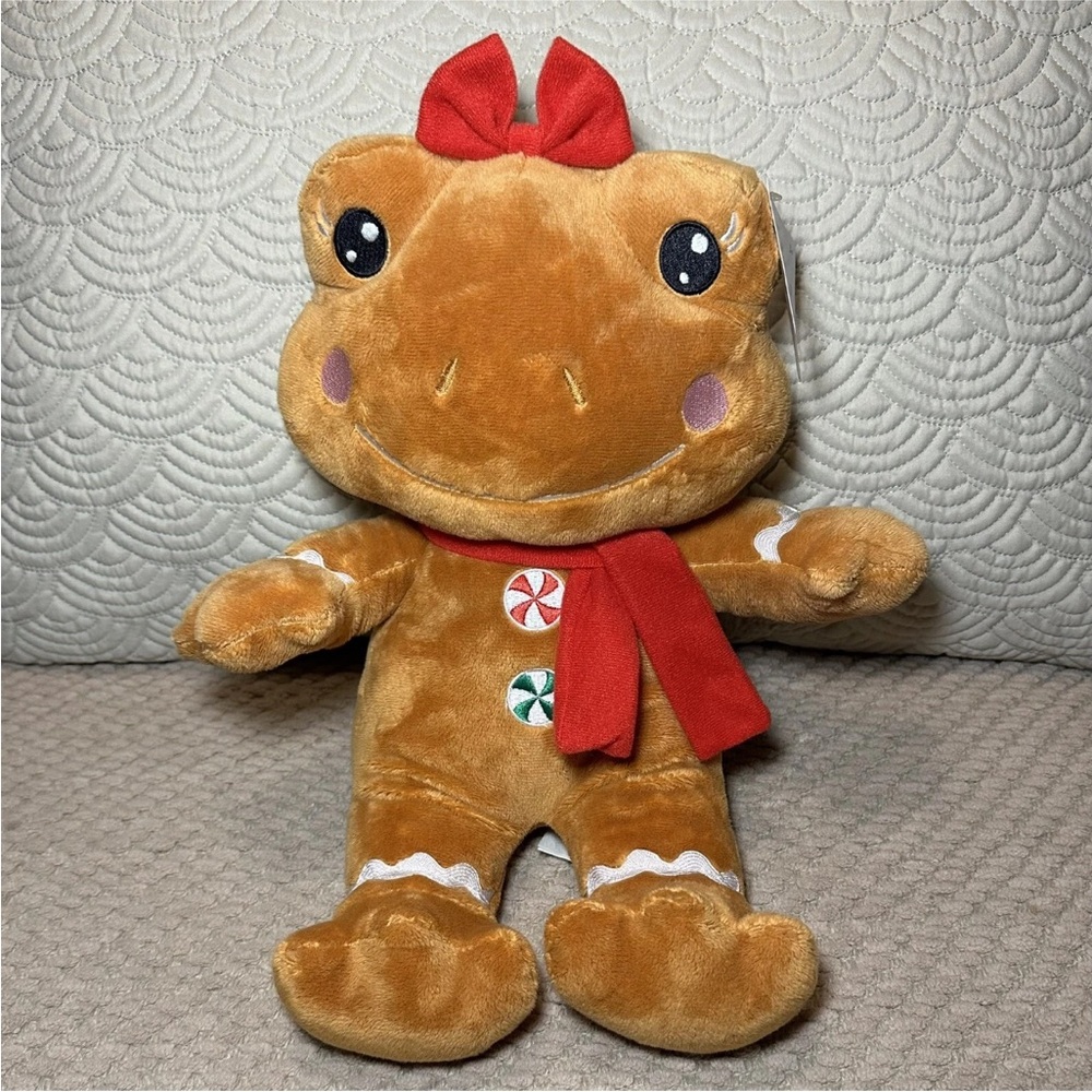 Build A Bear Workshop BAB Gingerbread Frog Christmas 15” Plush With Bow NEW